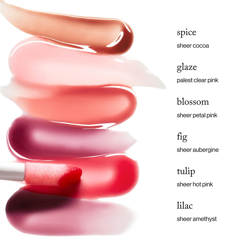 Lilac shade swatch on lips for a sheer amethyst tint.