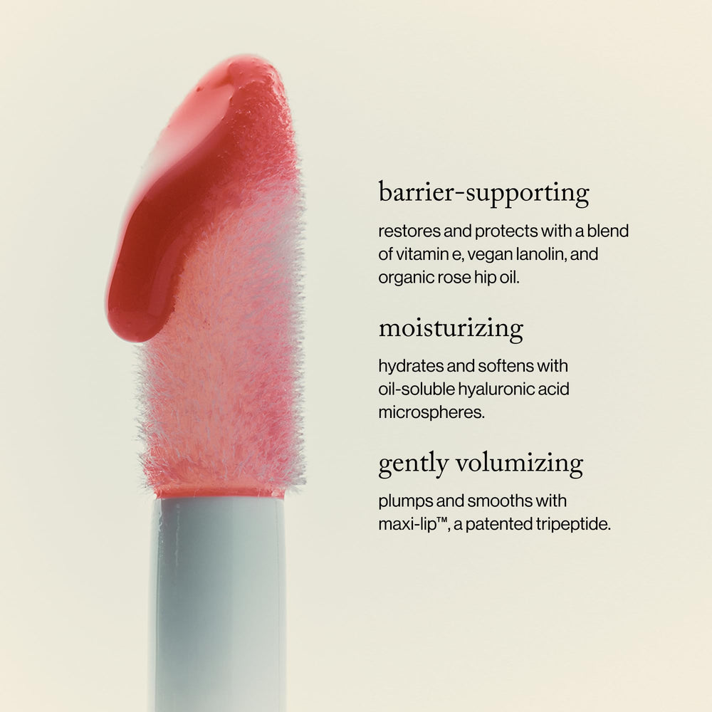 Packaging shot of Hydra-Barrier Gel Gloss highlighting clean skincare claims.