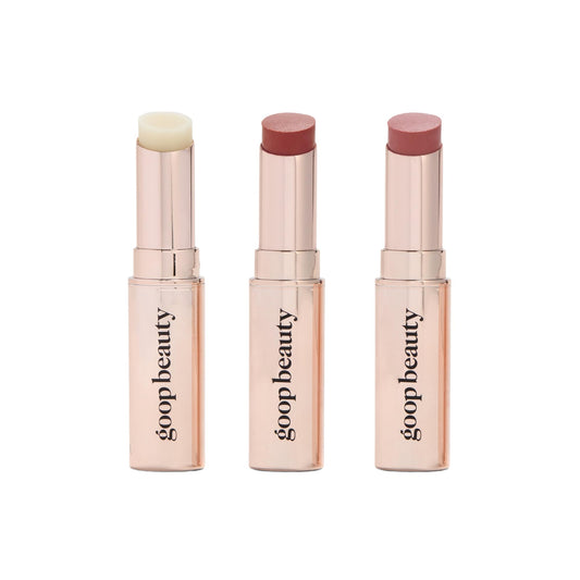 Goop Lip Balm Trio box display for daily moisture