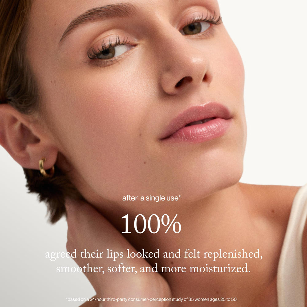 Goop Lip Balm Trio in use for smoothing dry lips