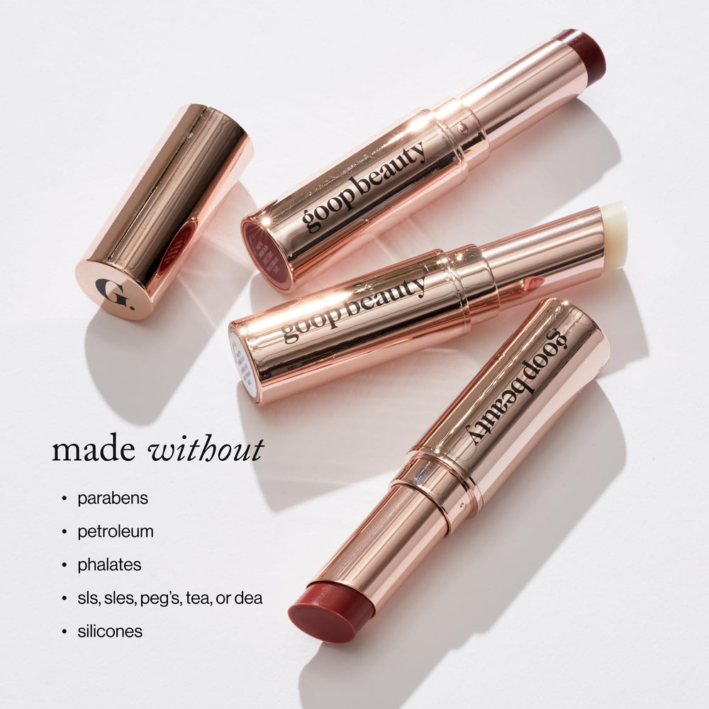 Goop Lip Balm Trio packaging detail highlighting premium design