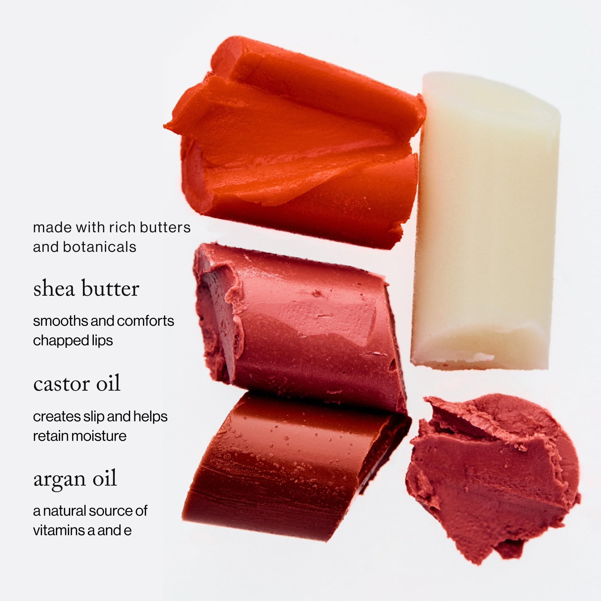 Goop Beauty Lip Balm Trio Tomato swatch with clear-red tint for vibrant lips.