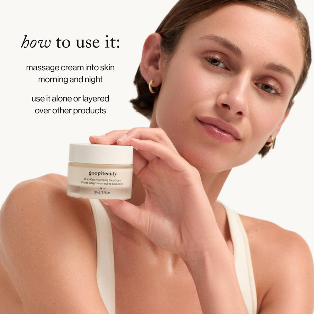 goop Beauty Nourishing Face Cream caviar lime detail implies brightening, radiant complexion.