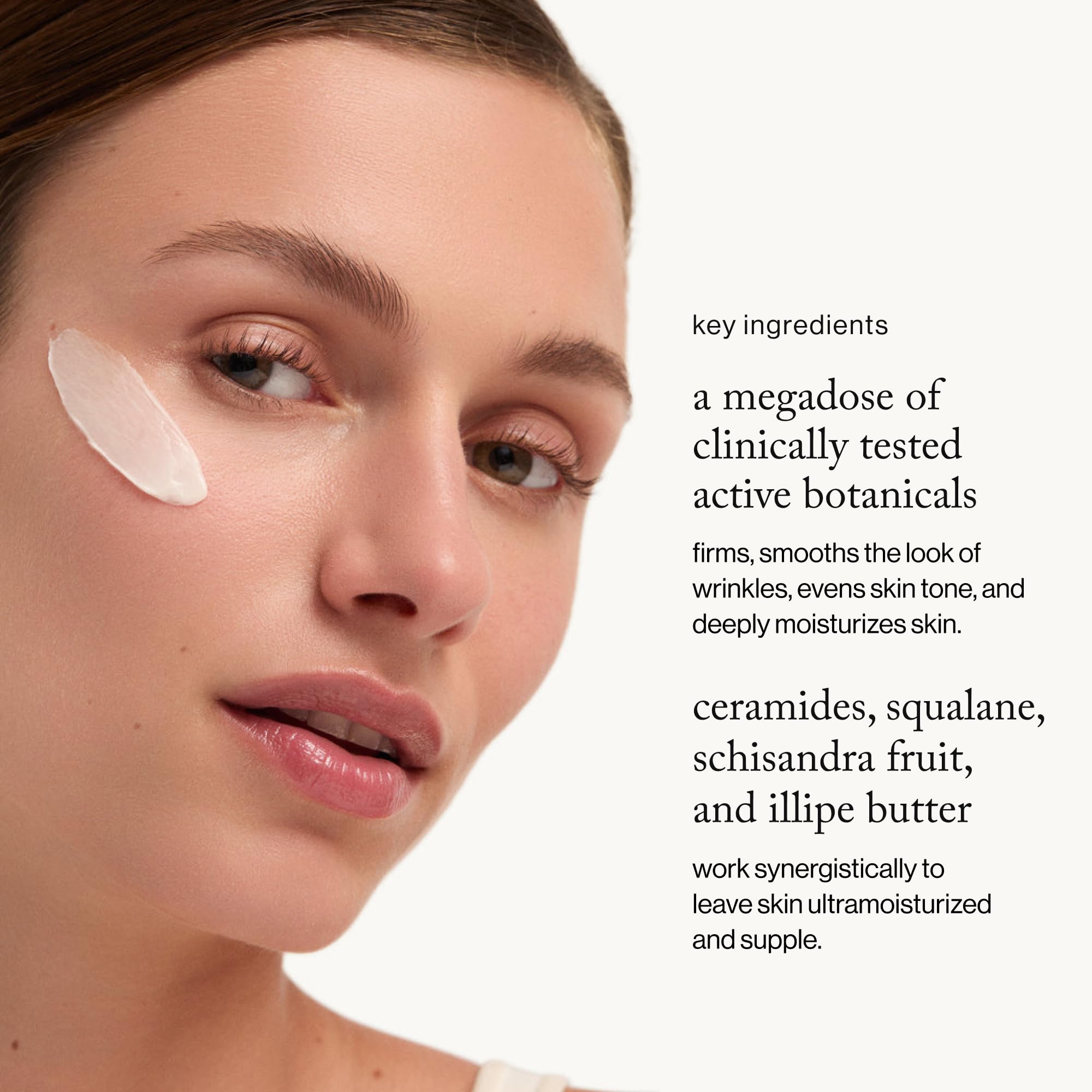 goop Beauty Nourishing Face Cream whipped texture demonstrates a soft, luxurious feel on skin.