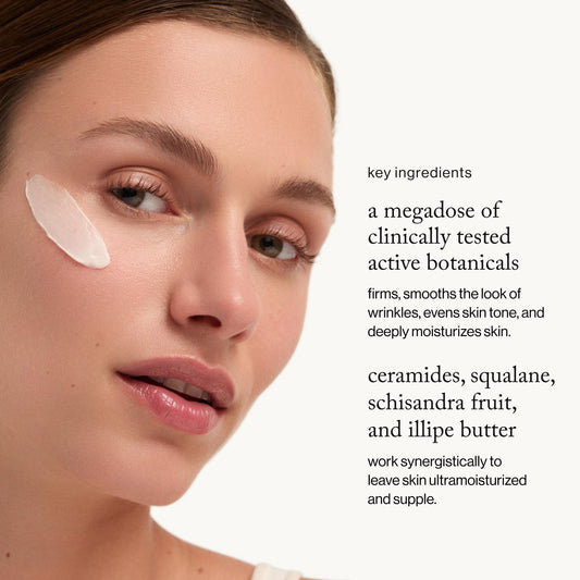 goop Beauty Nourishing Face Cream whipped texture demonstrates a soft, luxurious feel on skin.