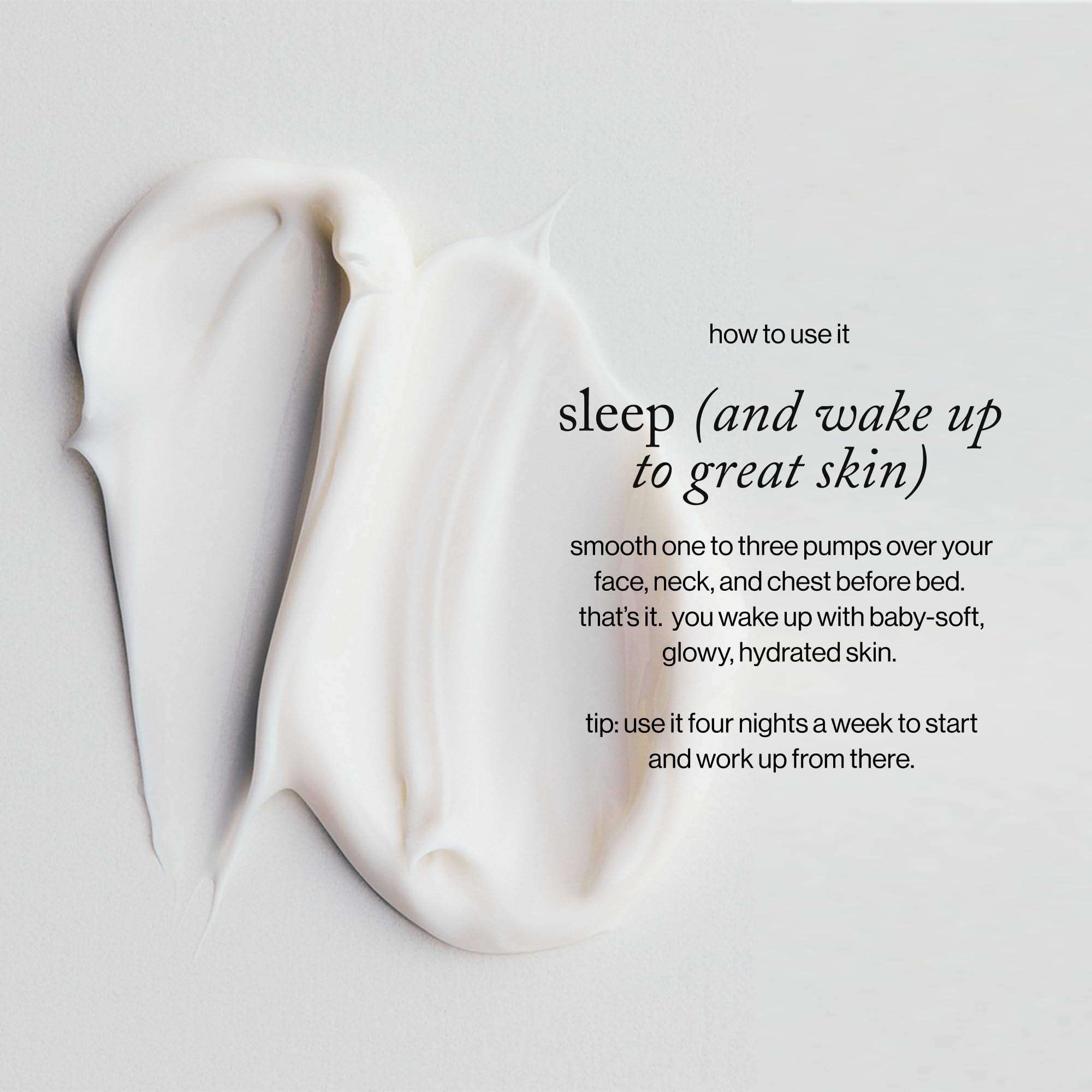 Goop Beauty Sleep Milk Serum on face demonstrates even coverage for neck and chest.