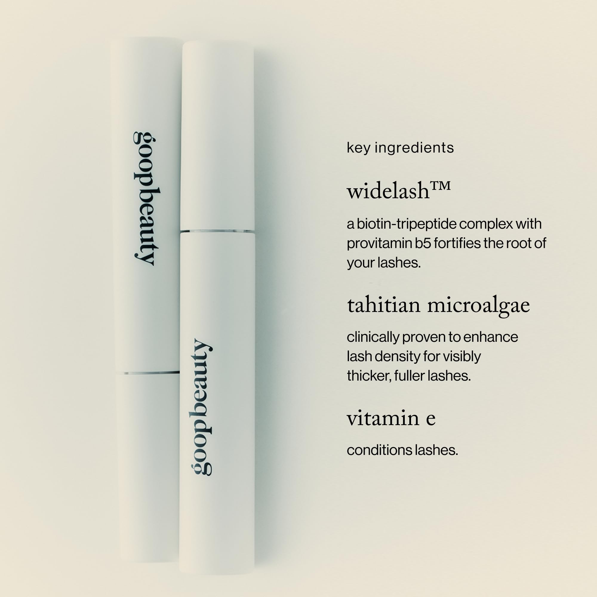 goop Featherlash lash density boost through Tahitian microalgae shown in close-up.