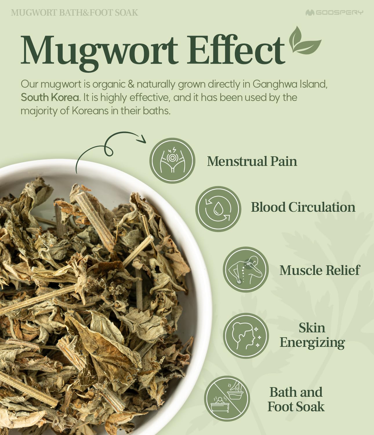 GOOSPERY Monage mugwort bath salts ready-for-use pack invites a relaxing soak