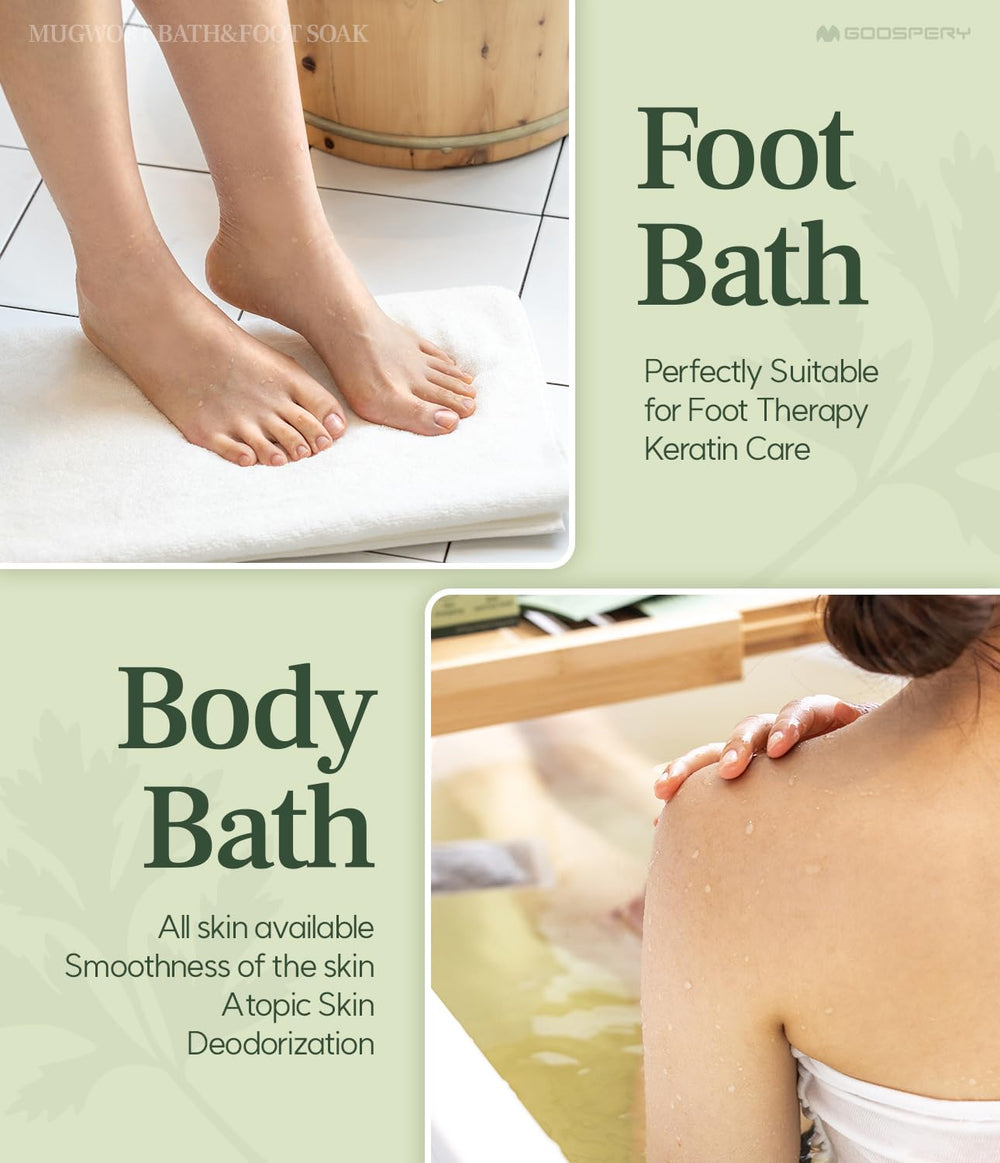 GOOSPERY Monage mugwort foot soak prep hints at spa-like relief for tired feet