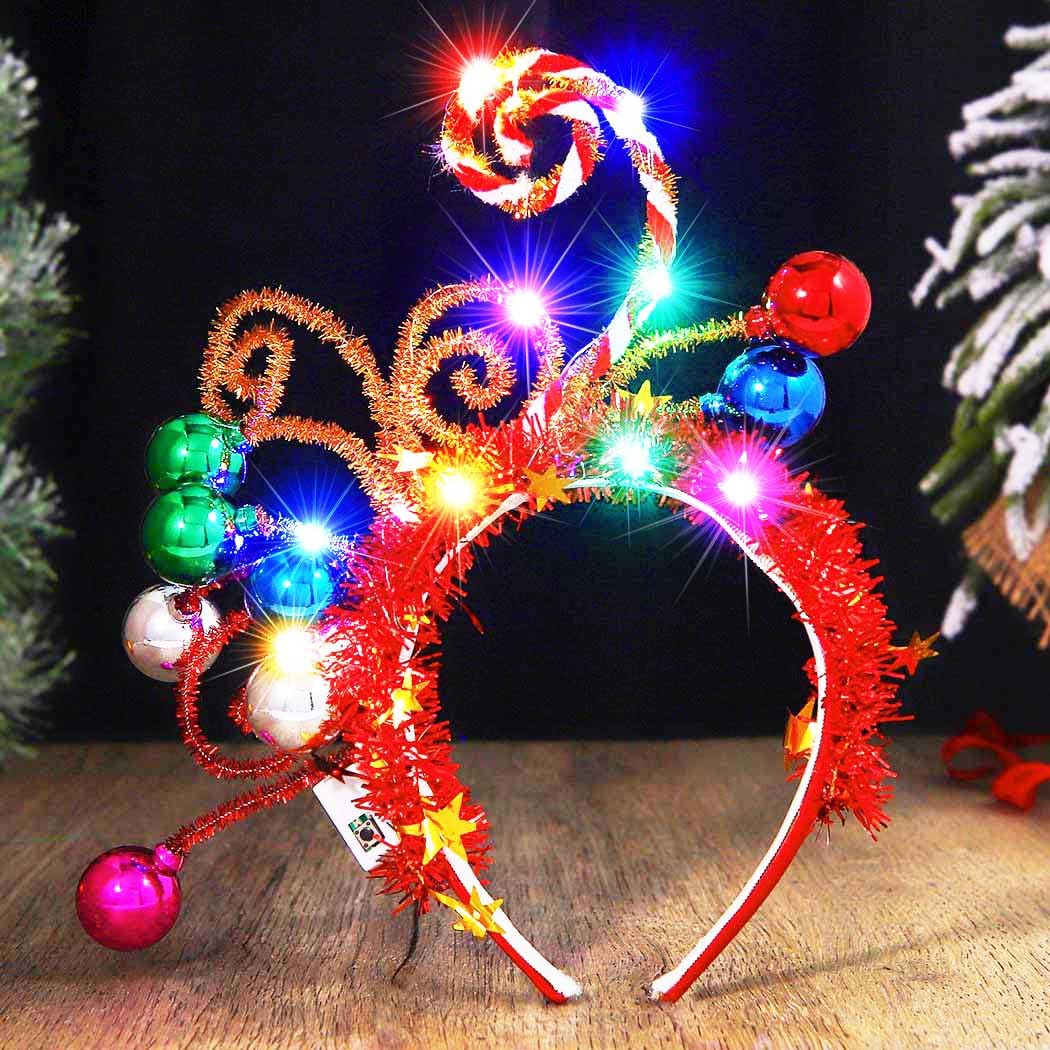 GORTIN candy cane LED headband brightens holidays for events.