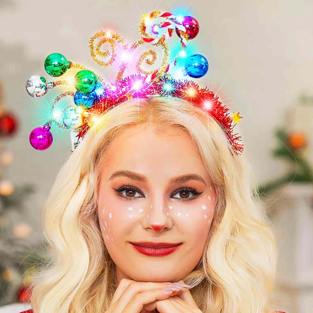 GORTIN light-up Christmas ball headband adds festive LED glow for celebrations.