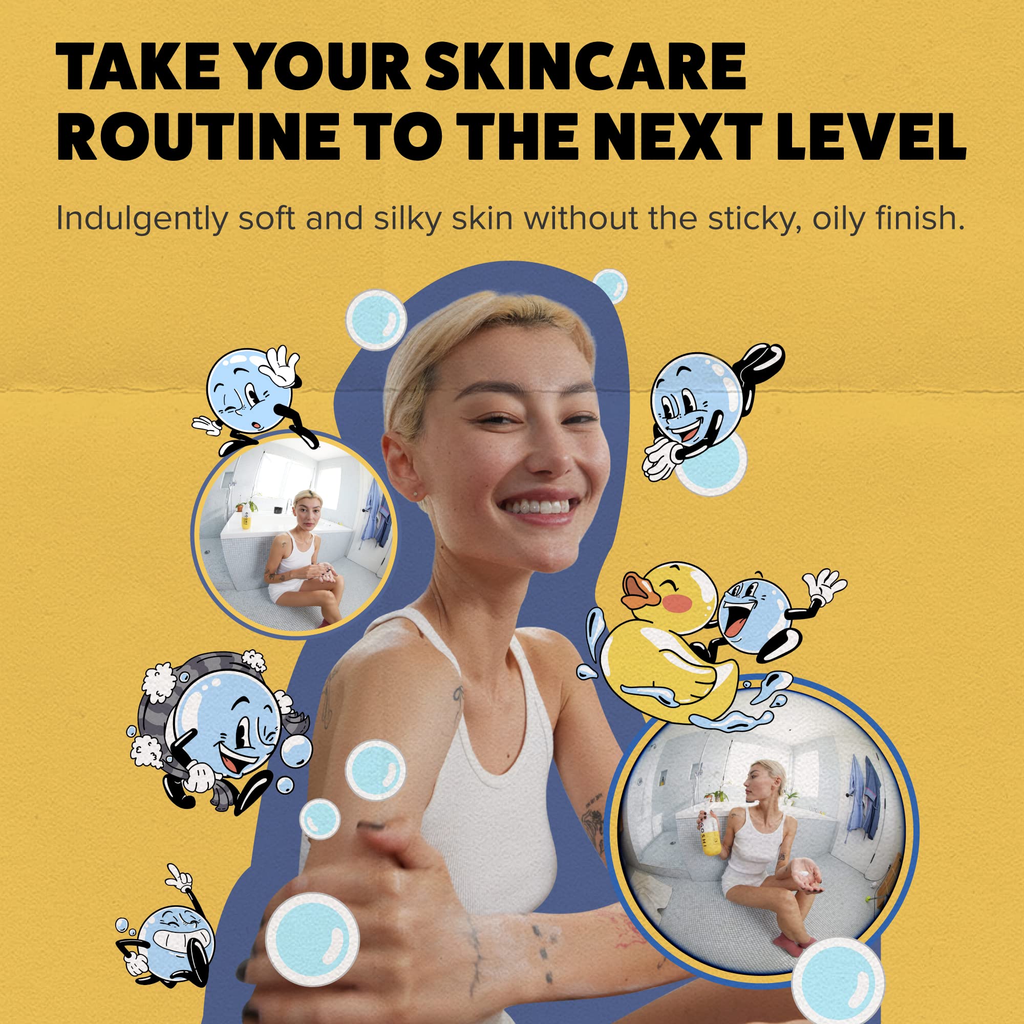 Silky finish of GOSHI body lotion on forearm with no stickiness.