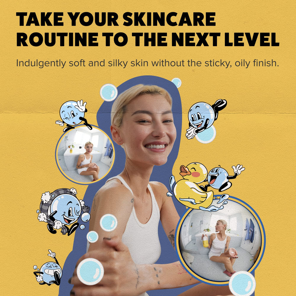 Silky finish of GOSHI body lotion on forearm with no stickiness.
