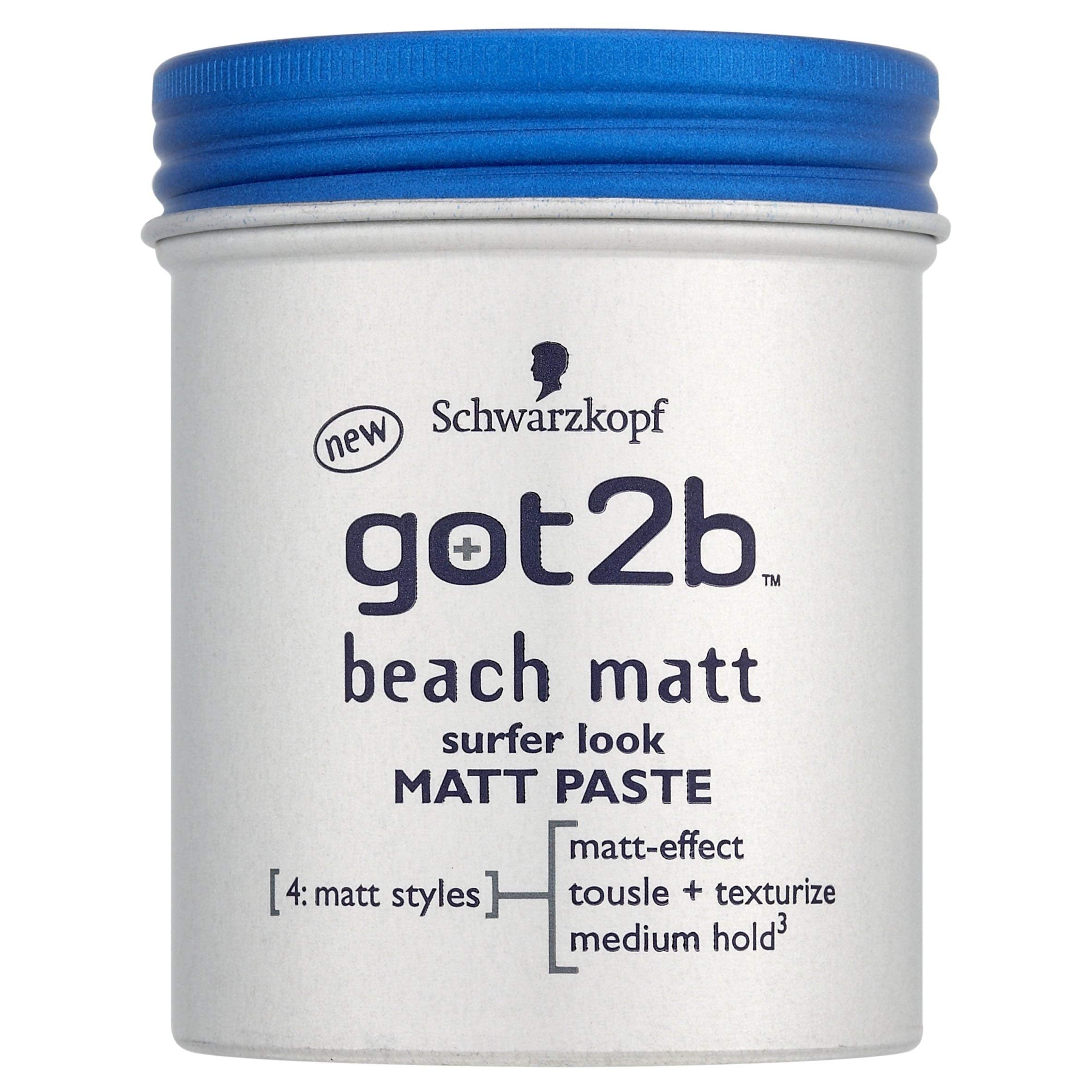 Got2B Beach Matt Surfer Look Paste 100ml pack of 2 offers textured, matte finish for casual styles.