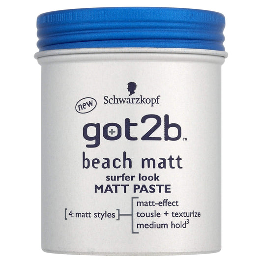 Got2B Beach Matt Surfer Look Paste 100ml pack of 2 offers textured, matte finish for casual styles.