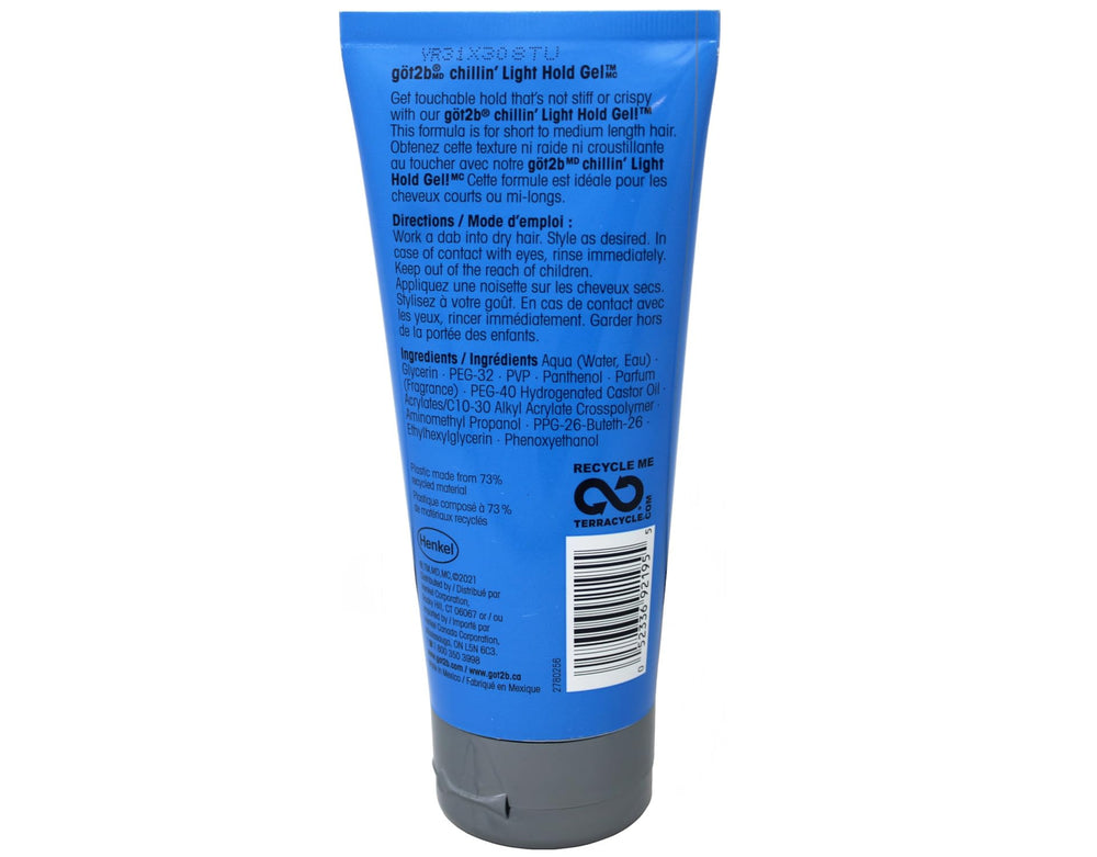 Got2B Chillin Gel Light Hold texture close-up shows clear, non-greasy finish.