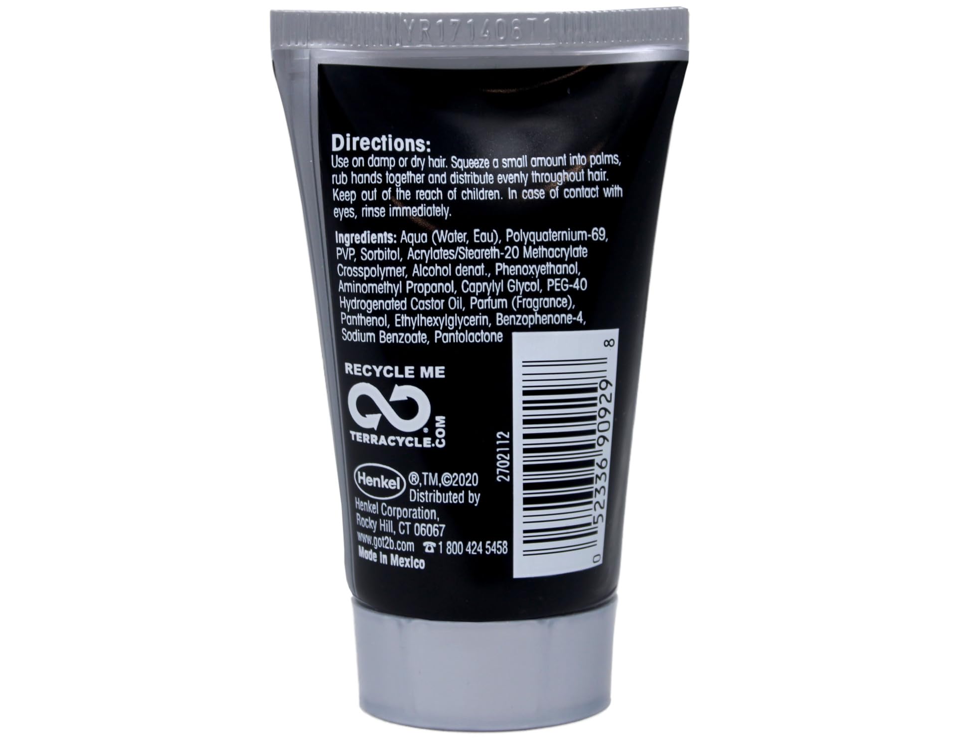 Got2B Ultra Glued Invincible Styling Gel 3-pack bottle side for reinforced hold