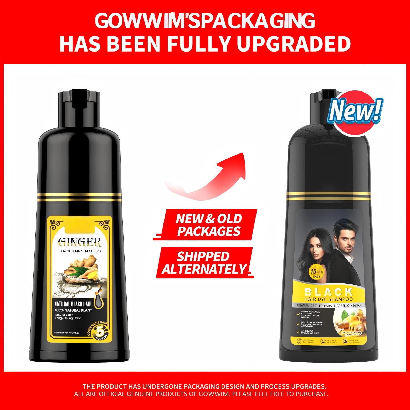 Gowwim Ginger Black Shampoo Dye application on hair.