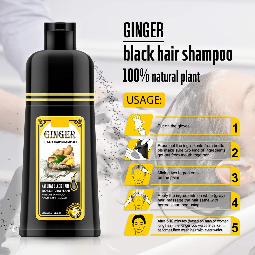 Gowwim Ginger Black Shampoo Dye warm ginger fragrance.