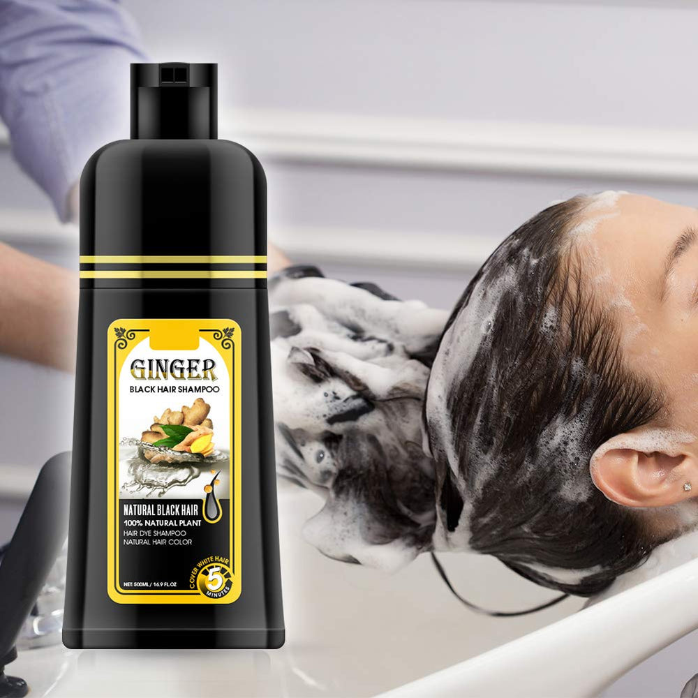 Gowwim Ginger Black Shampoo Dye wet hair preparation.