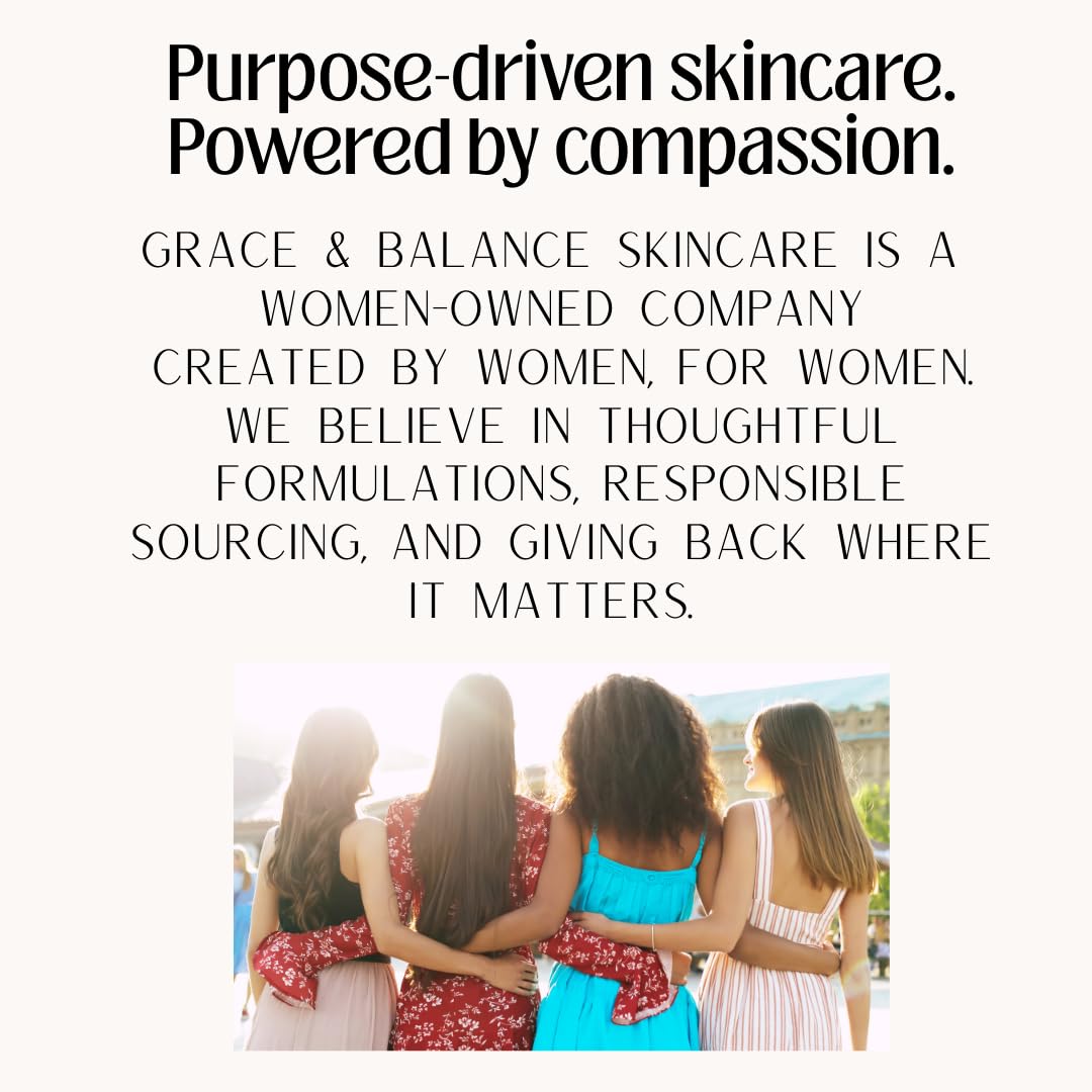 Grace & Balance VANISH serum packaging on counter beside skincare routine.