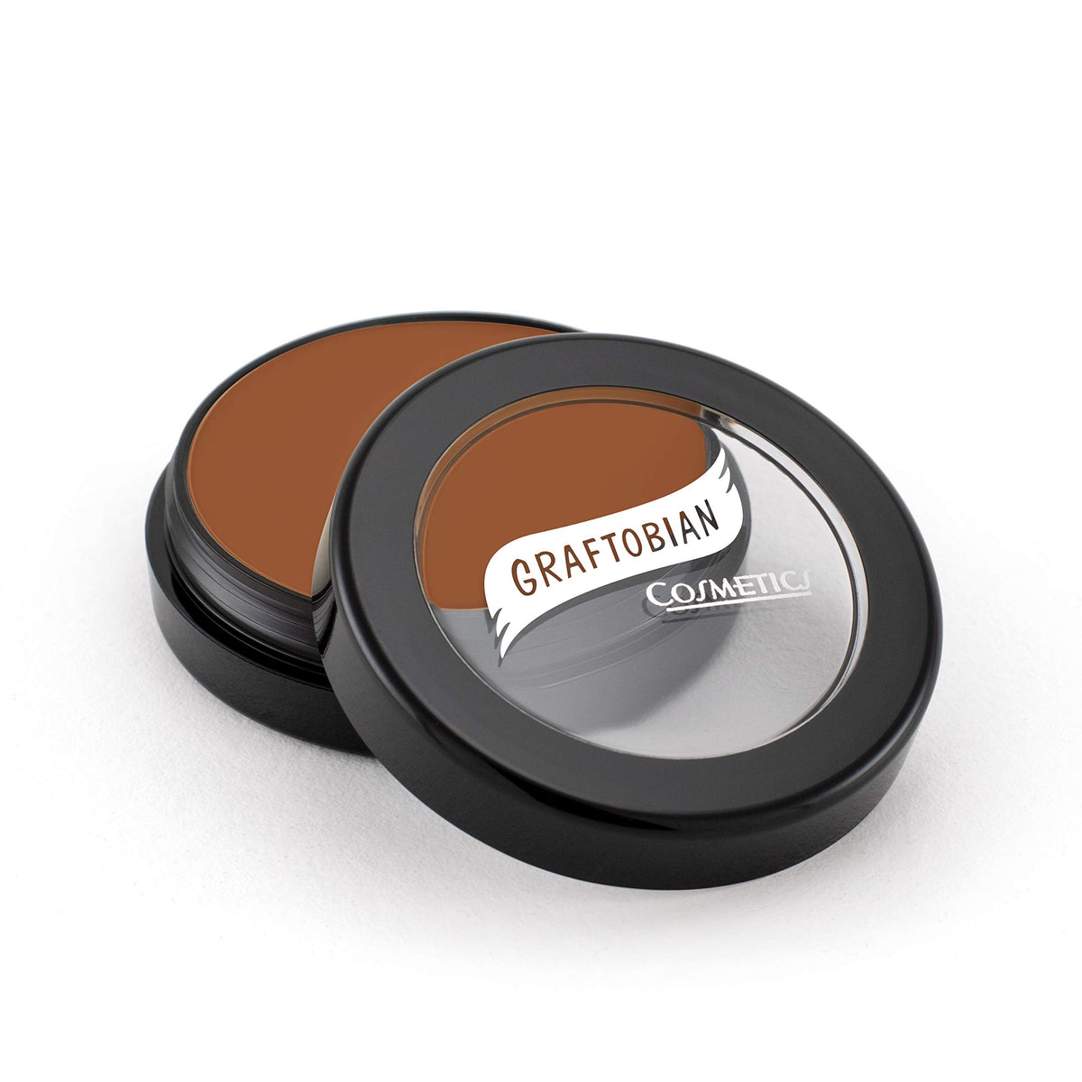 Graftobian HD Glamour Creme bottle close-up showing weightless coverage.