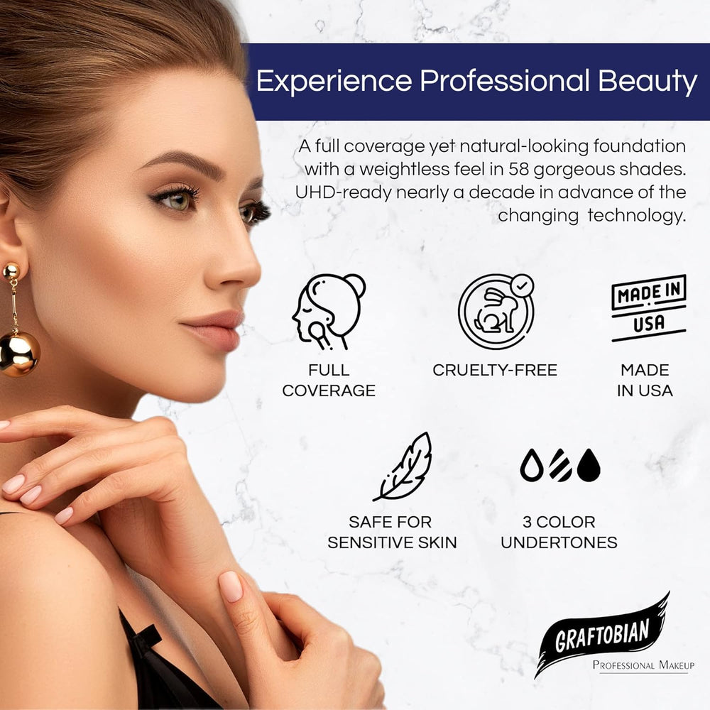 Graftobian HD Glamour Creme silicone-free formula supports sensitive skin.