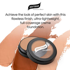 Graftobian HD Glamour Creme swirls on skin demonstrating blendable coverage.