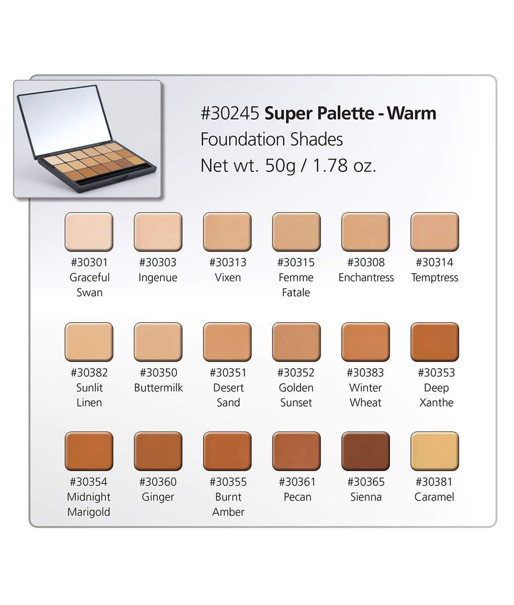 Graftobian warm undertone lip colors paired with glamour creme foundations