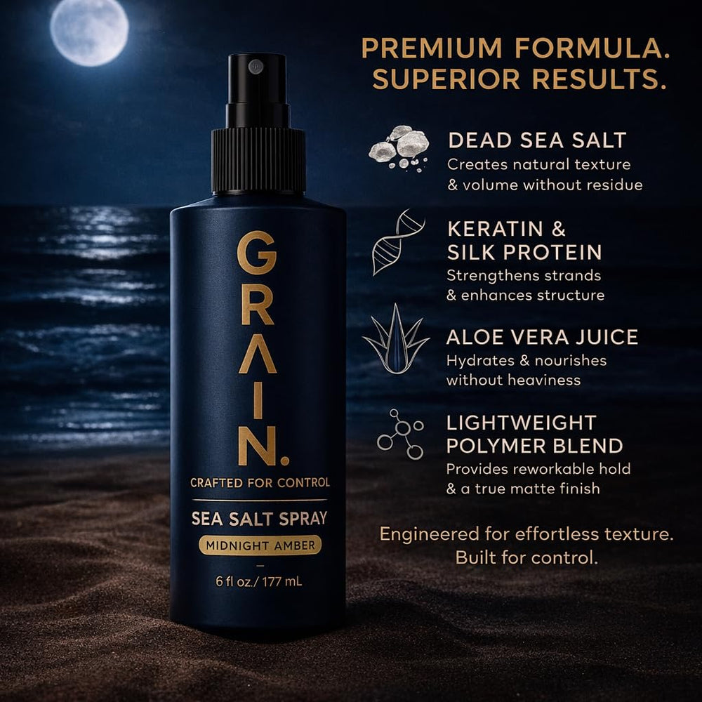 Grain Sea Salt Spray for Men mist application enables quick, even styling.