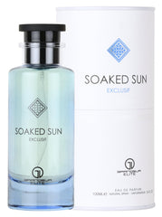 Grandeur Soaked Sun Exclusif bottle front, a warm, versatile scent for daily wear.