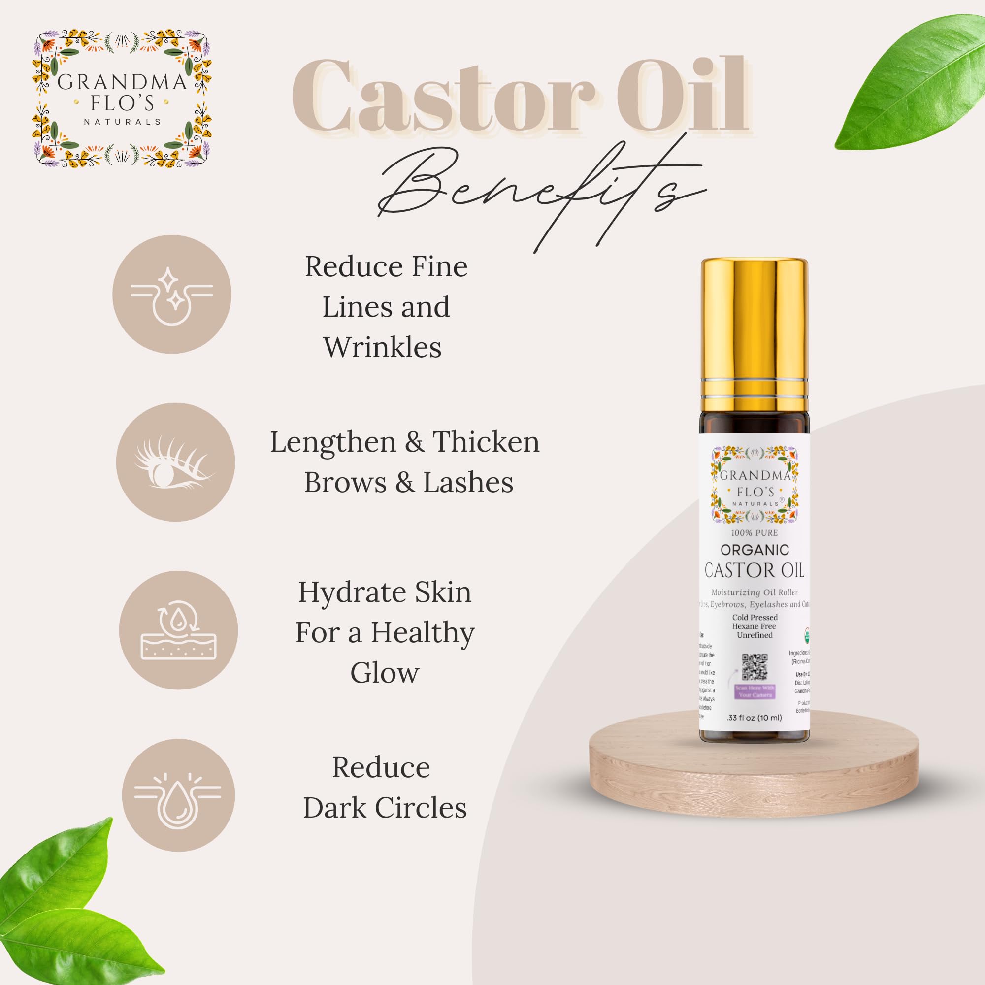 Grandma Flo's Naturals castor oil roll-on for cuticles softens nails