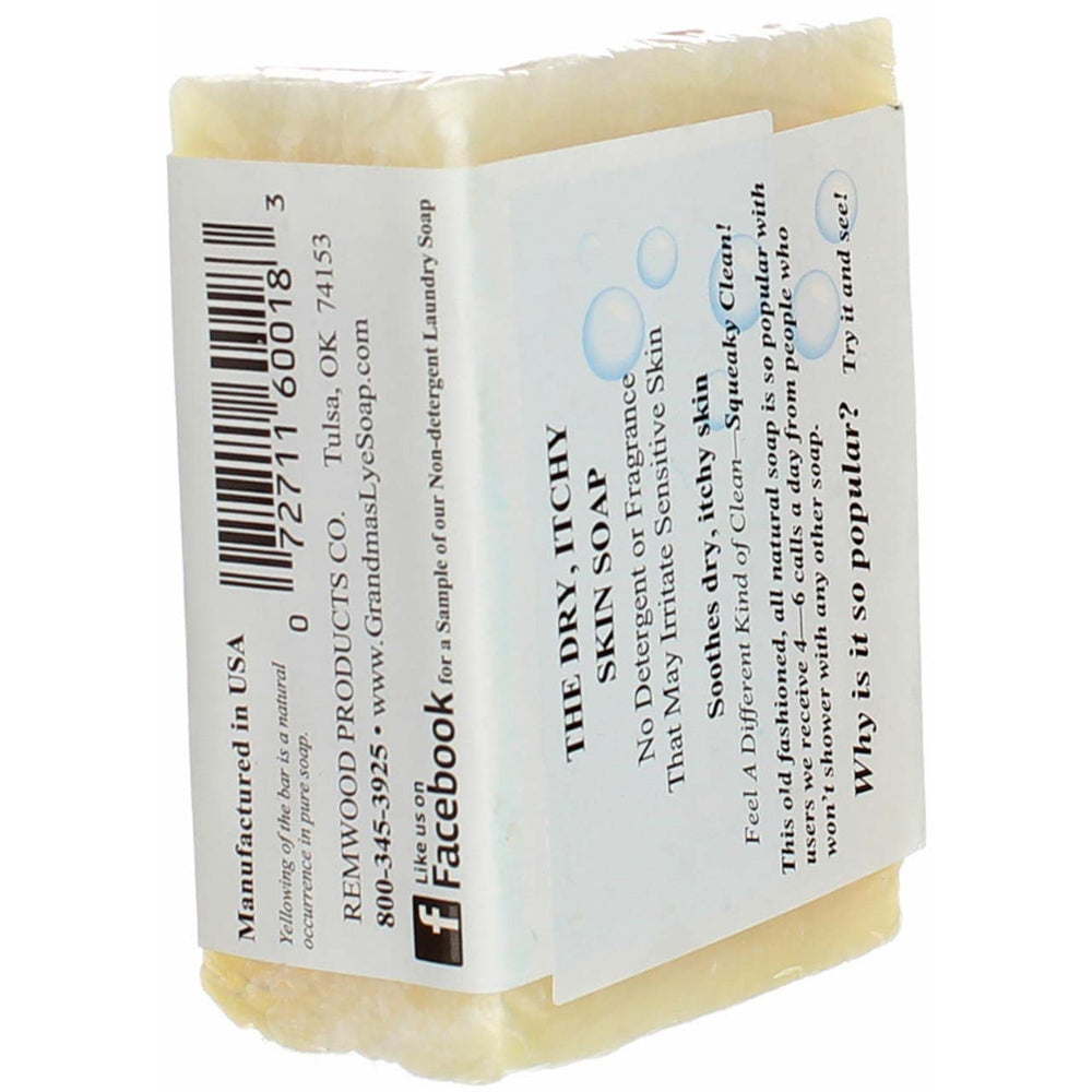 Grandma's Pure & Natural lye soap bar in-hand, versatile cleansing for face and body.