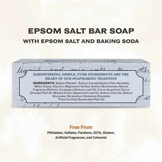 The Grandpa Soap Company Epsom Salt Bar Soap salt crystal close-up emphasizes deep cleansing potential.