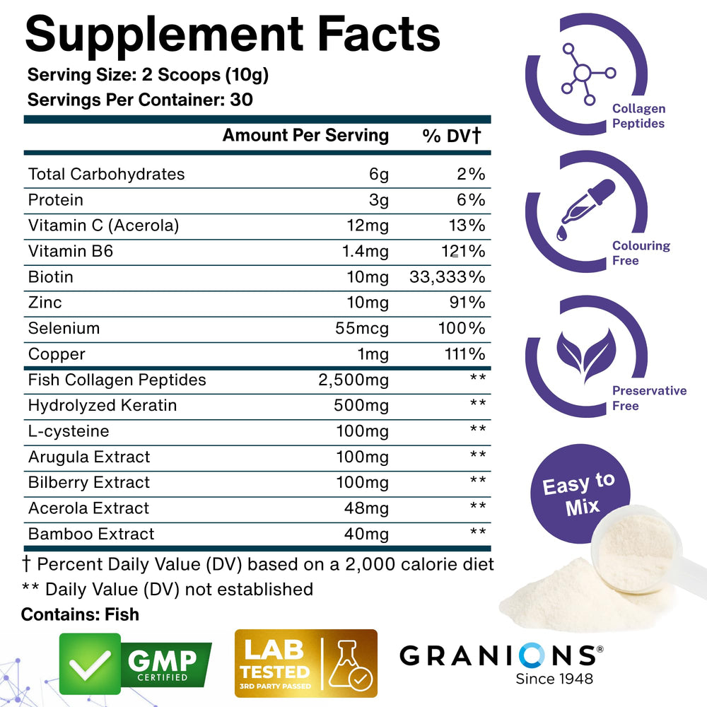 Granions biotin 10000mcg powder with measuring scoop