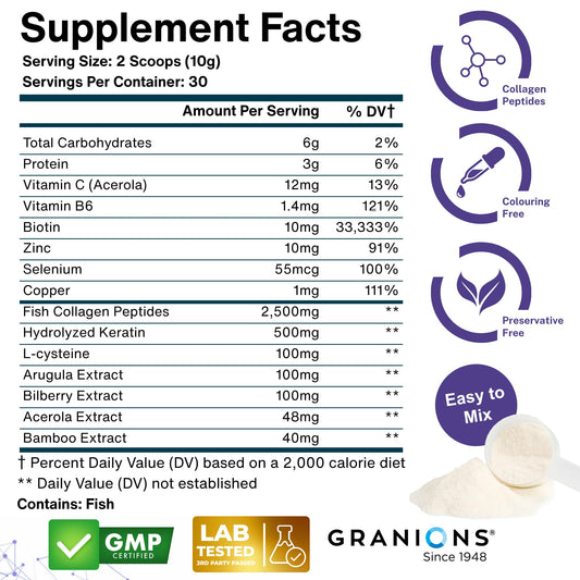 Granions biotin 10000mcg powder with measuring scoop