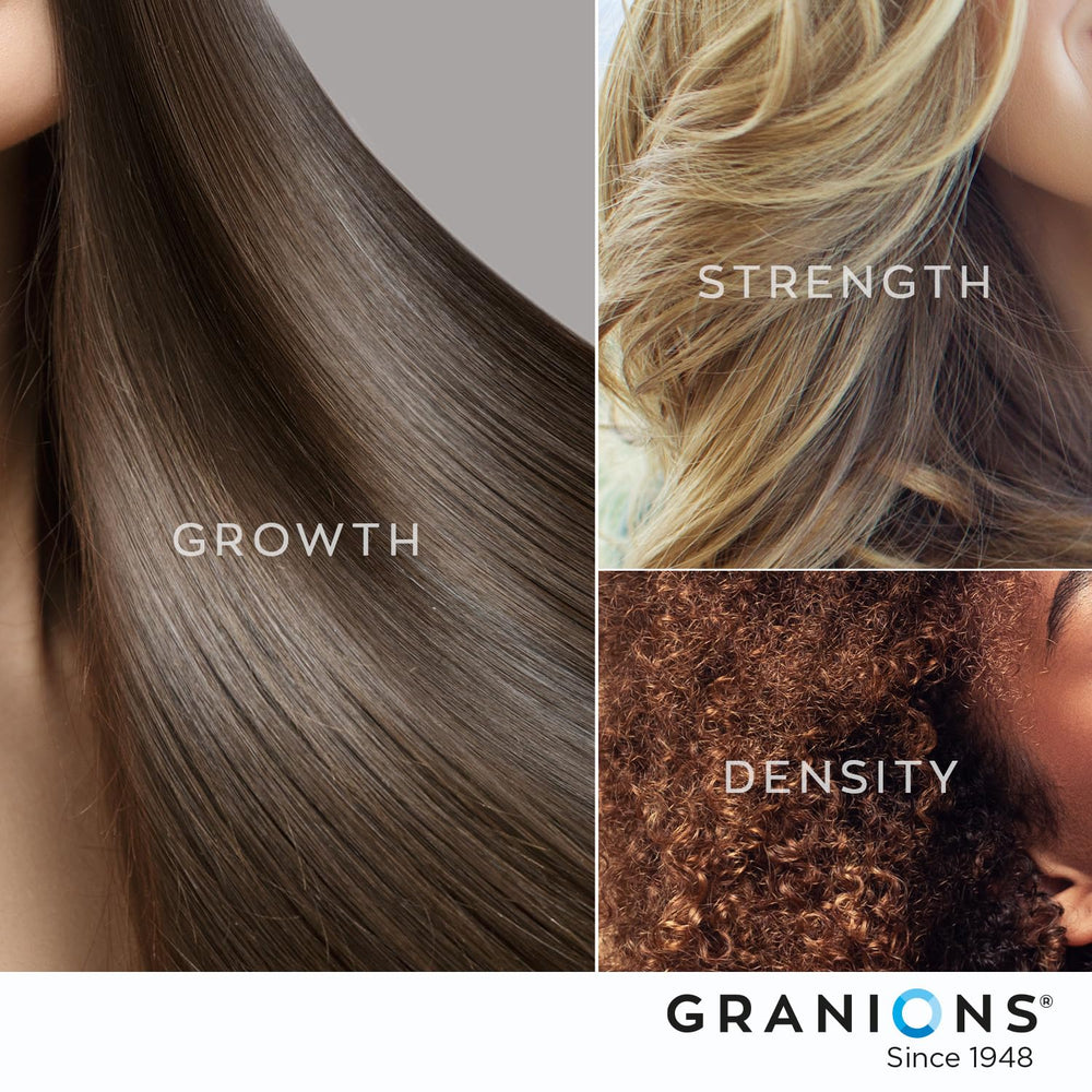 Granions daily hair care powder being mixed into a drink