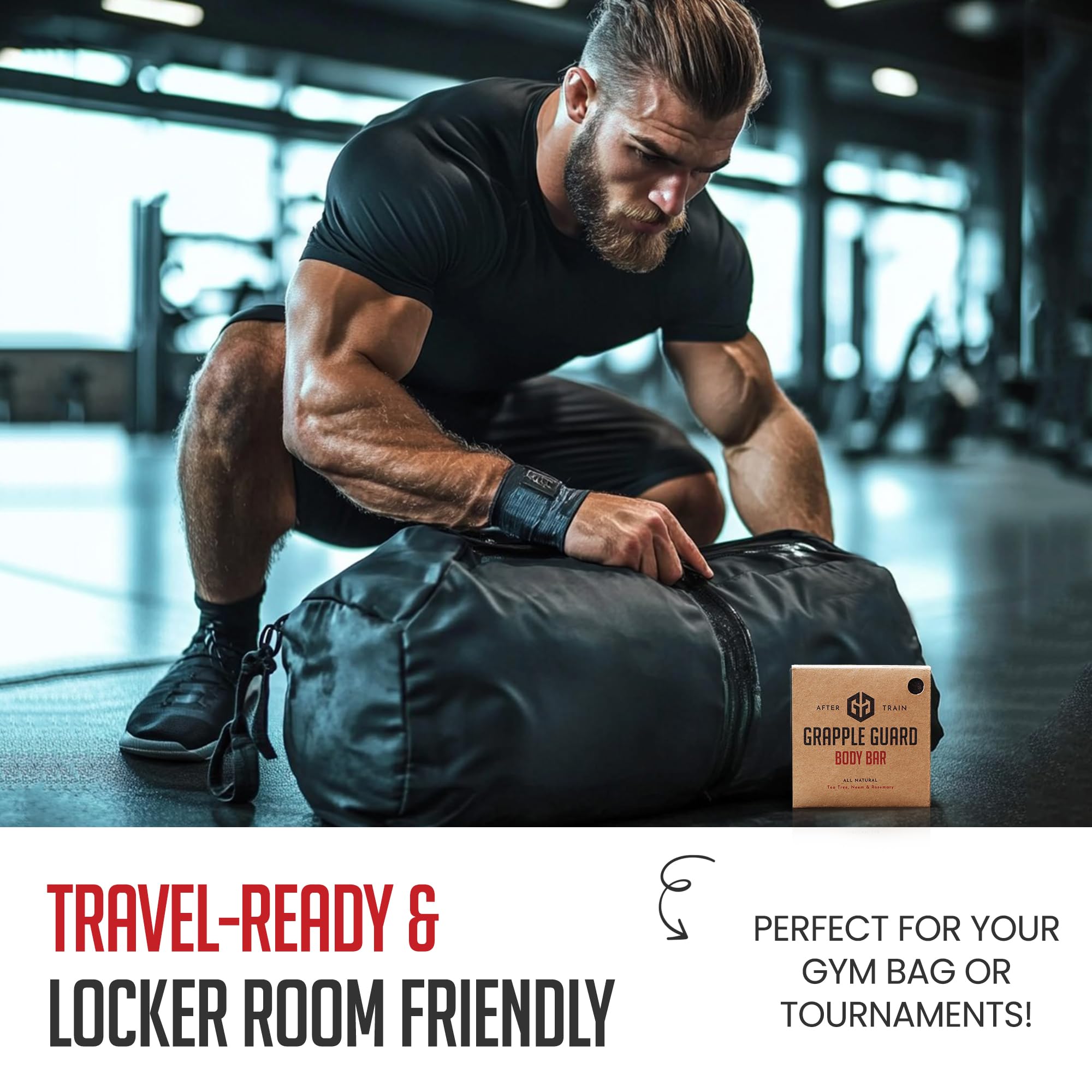 Mat-tested Grapple Guard bar fits easily in a gym bag.