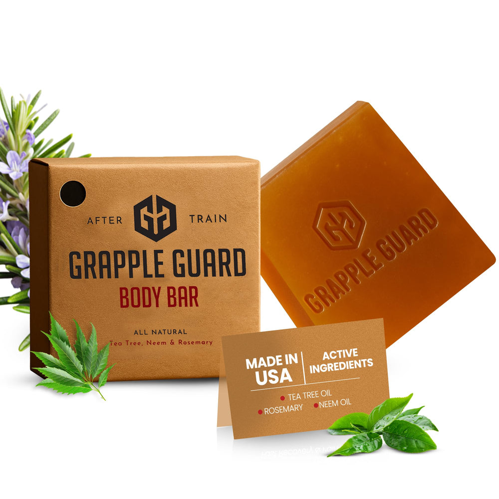Grapple Guard Tea Tree Soap Bar on mats for a deep cleanse after rolling.