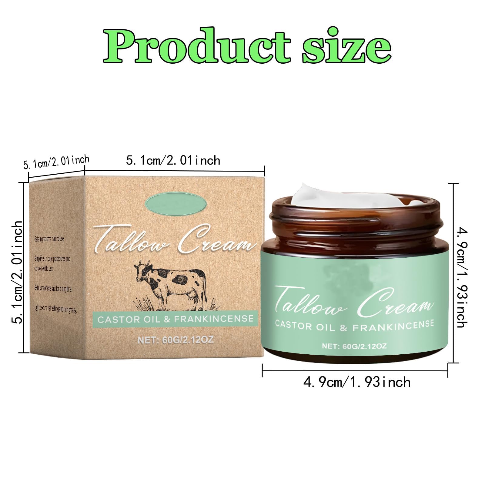 Frankincense bottle with Grass-fed Beef Tallow Cream.