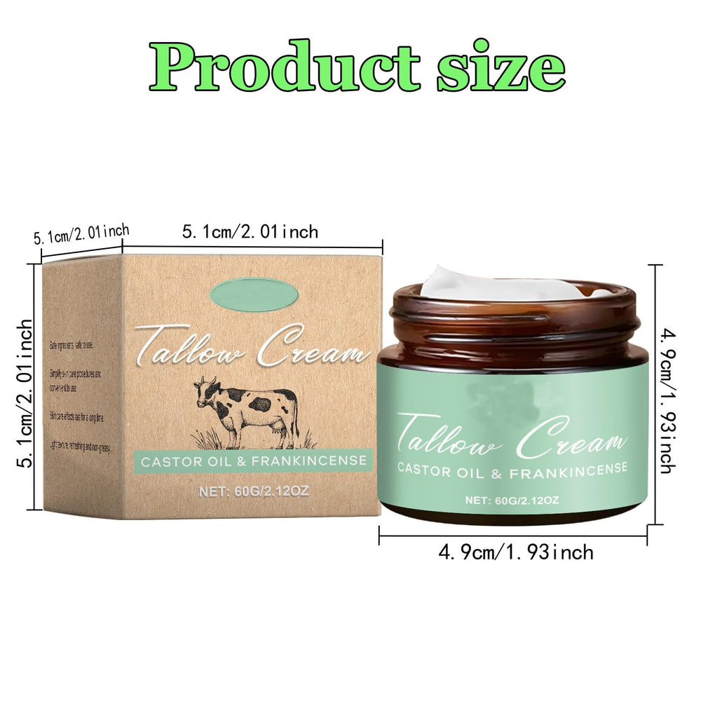 Frankincense bottle with Grass-fed Beef Tallow Cream.