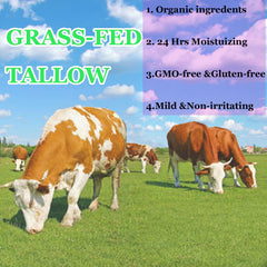 Texture close-up of Grass-fed Beef Tallow Cream for quick absorption.