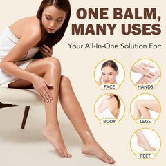 Grass-fed beef tallow facial balm skincare routine moment on a shelf.
