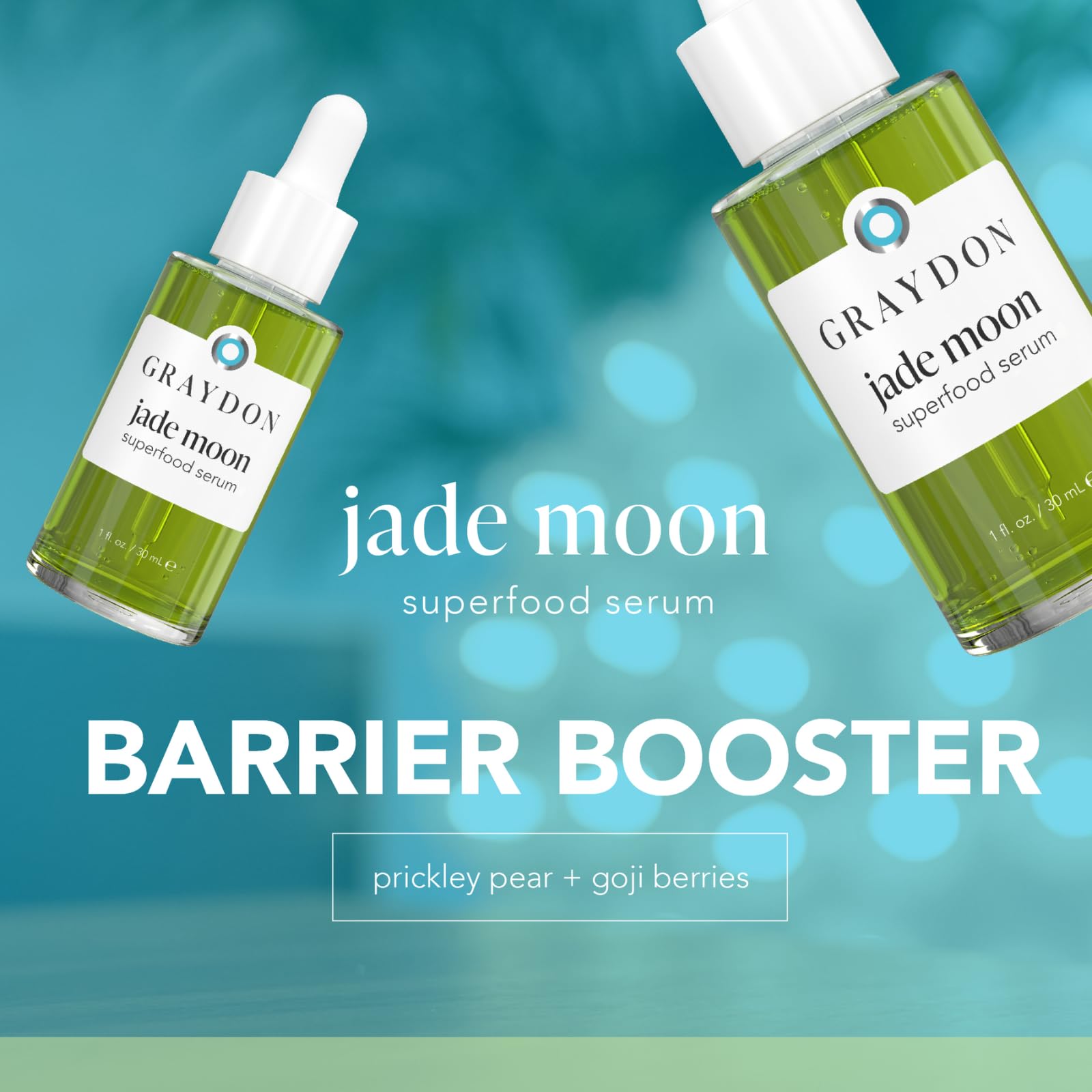 Morning routine shot featuring Graydon Jade Moon serum
