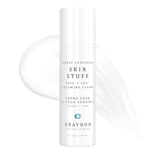 Graydon Skin Stuff Face & Eye Ceramide Moisturizer bottle shows lightweight hydration