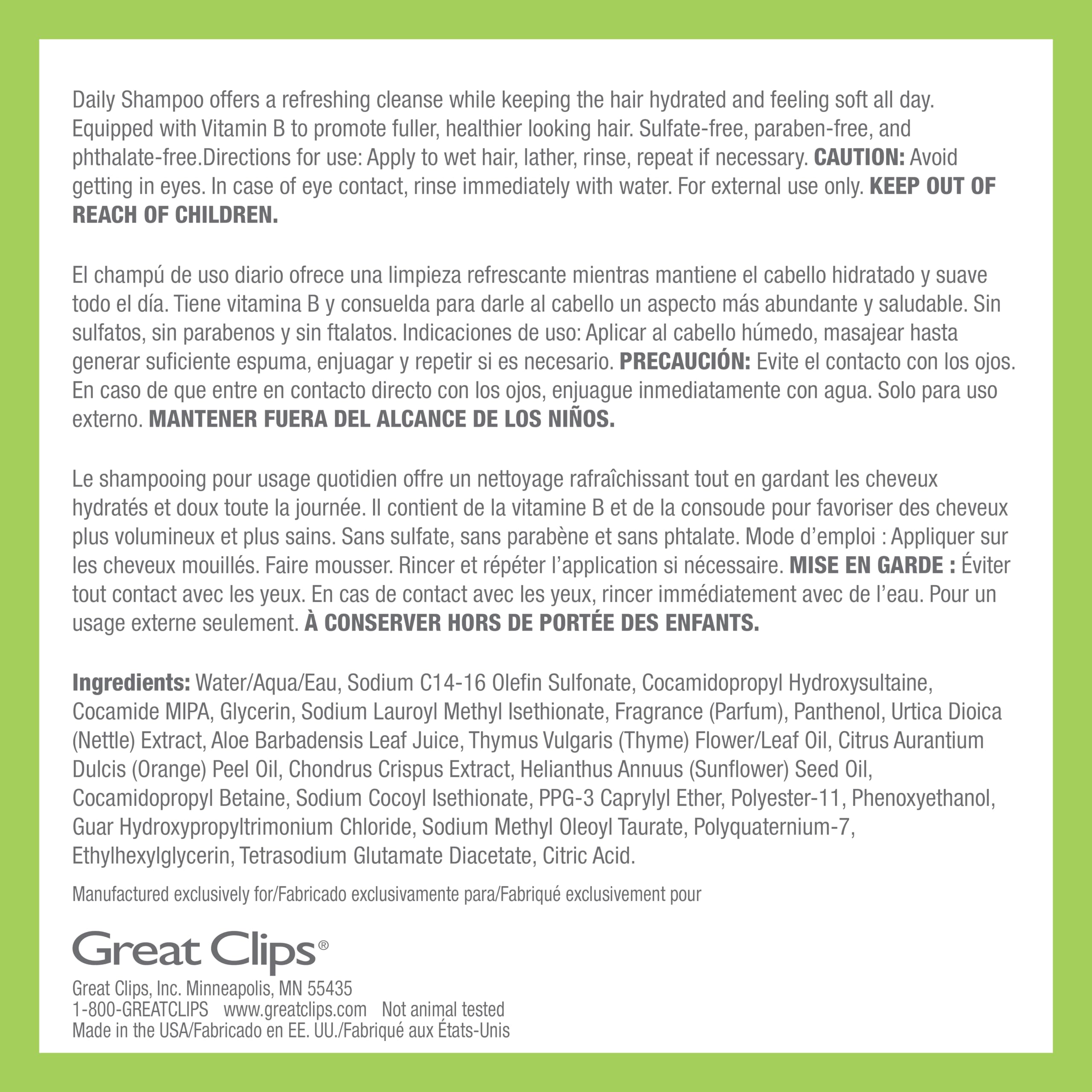 Great Clips Latitude bottle features orange and aloe for hydration and nourishment.