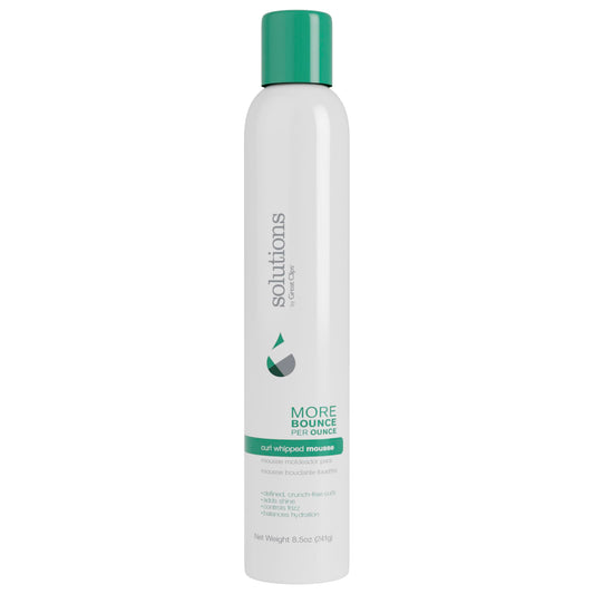 Great Clips Solutions Curl Whipped Mousse bottle-dispense shows easy, even application for defined curls.