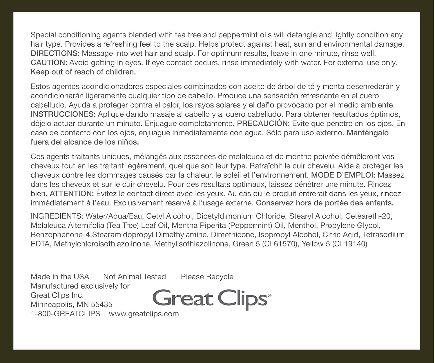 Applying GREAT CLIPS conditioner to strands for detangling and shine.