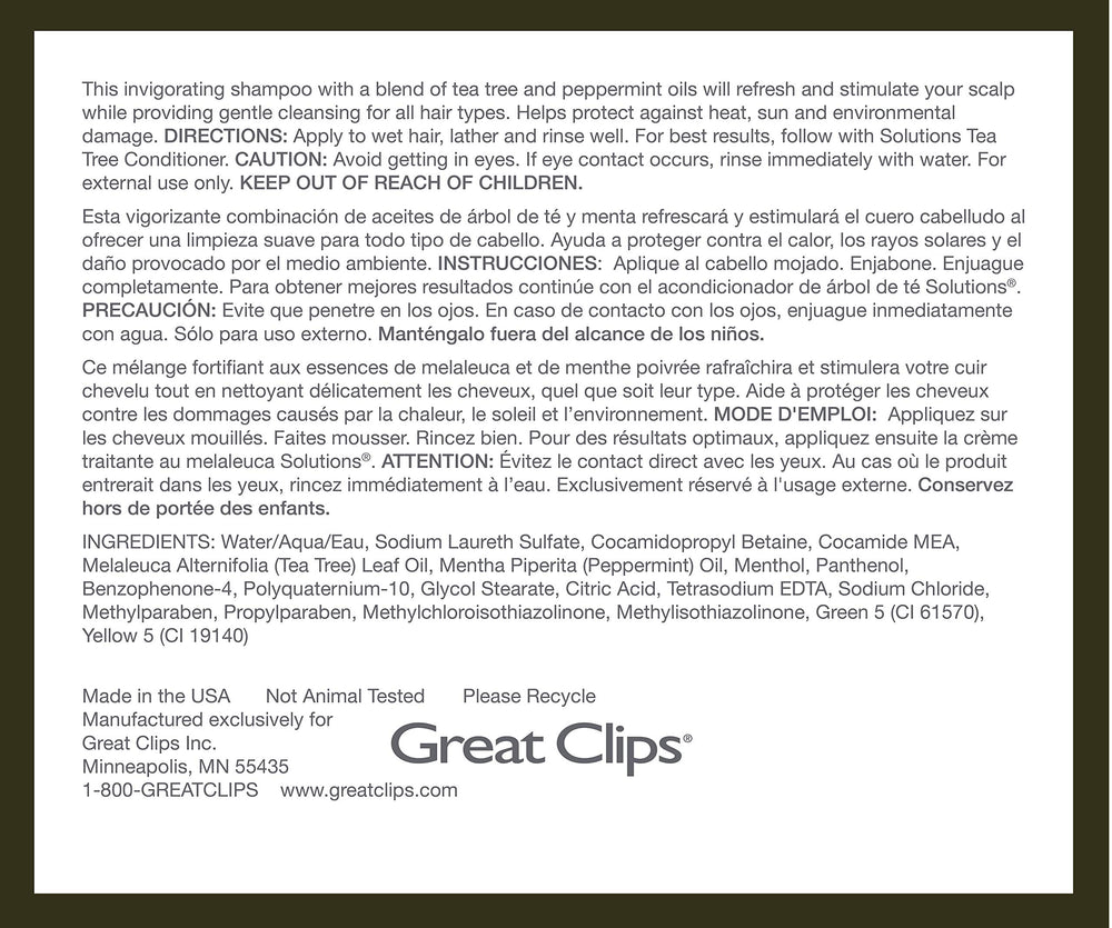 Dandruff-prone scalp benefits from GREAT CLIPS Tea Tree Shampoo