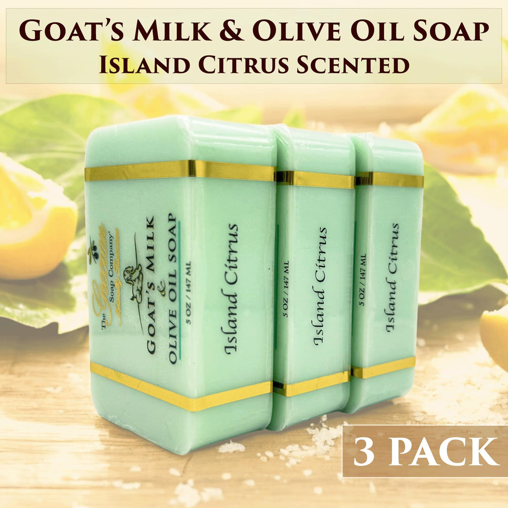 The Grecian Soap Company goat milk bar lather for creamy hydration.